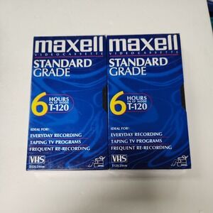 2 BRAND NEW Sealed Maxell GX-Silver 6 Hours T-120 VHS Blank Tape